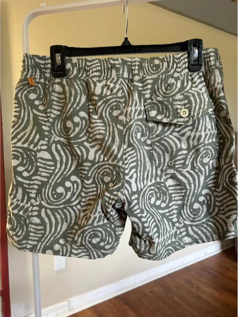 J.Crew Swimwear Men's M Swim Shorts Green and White Pattern